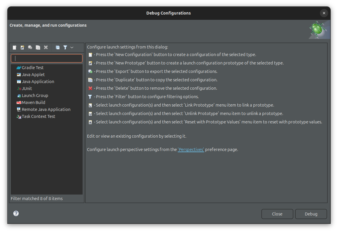 eclipse debug configurations