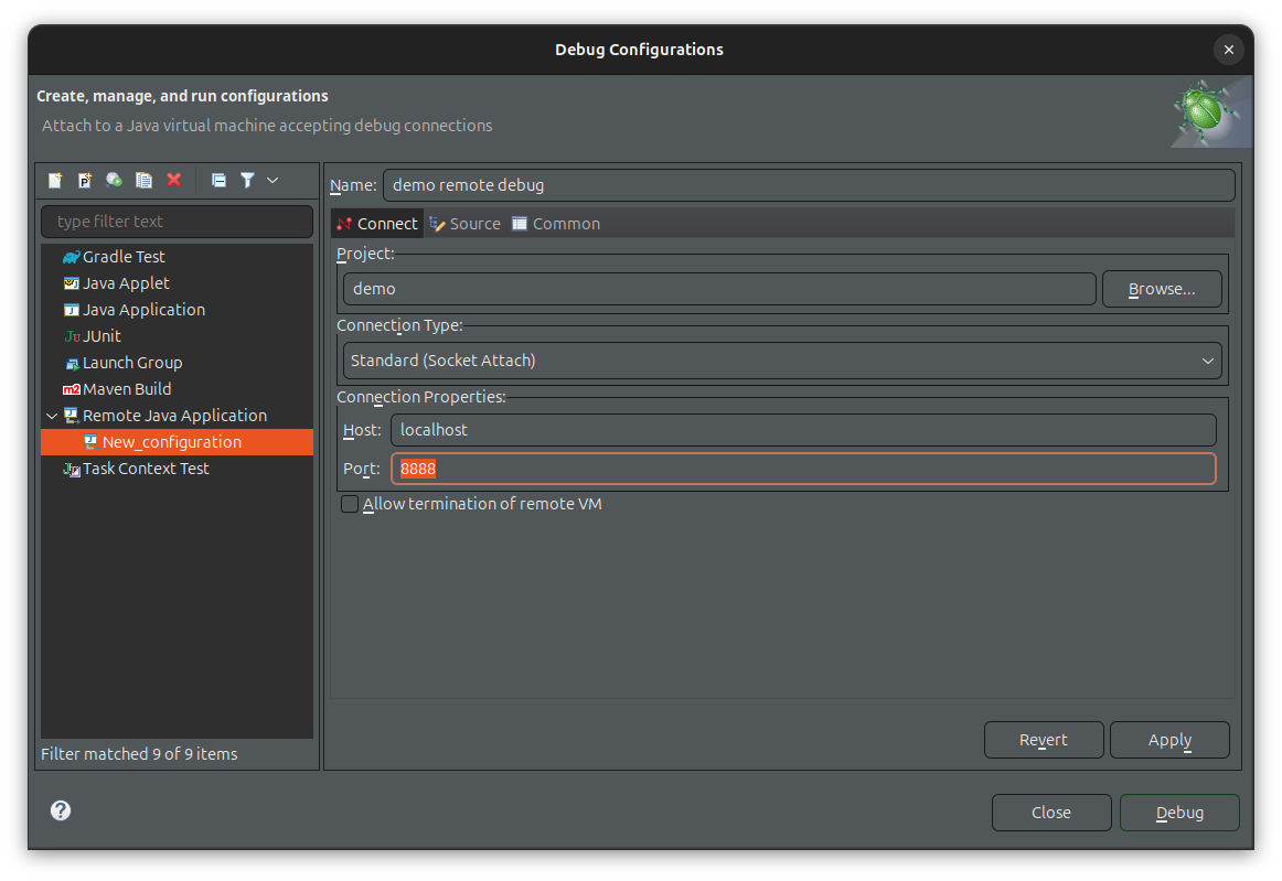 eclipse new debug configurations