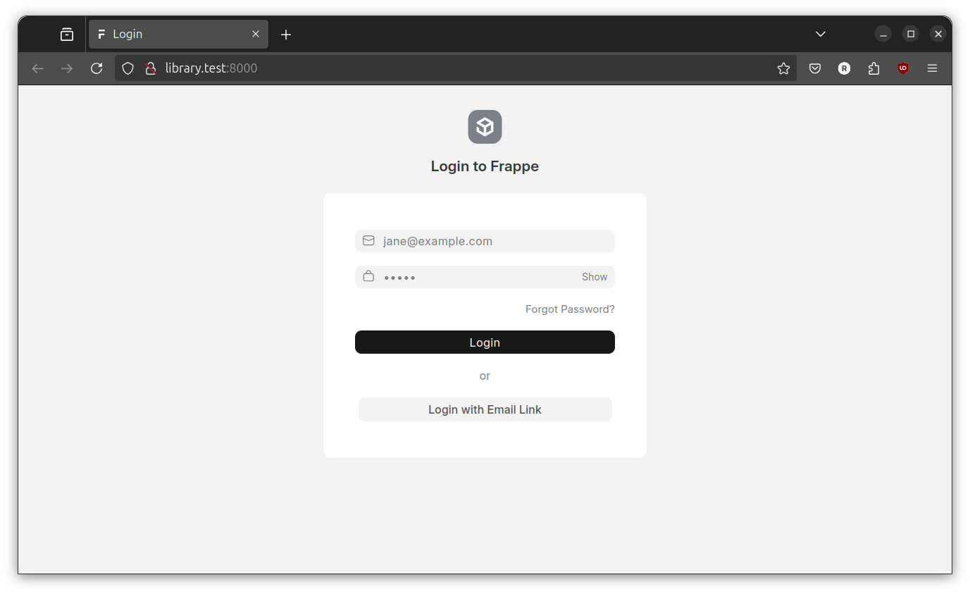 frappe login page