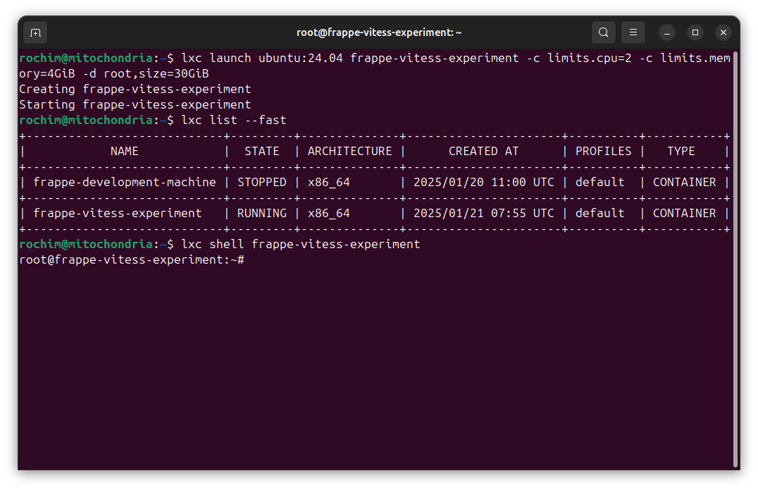 container root shell