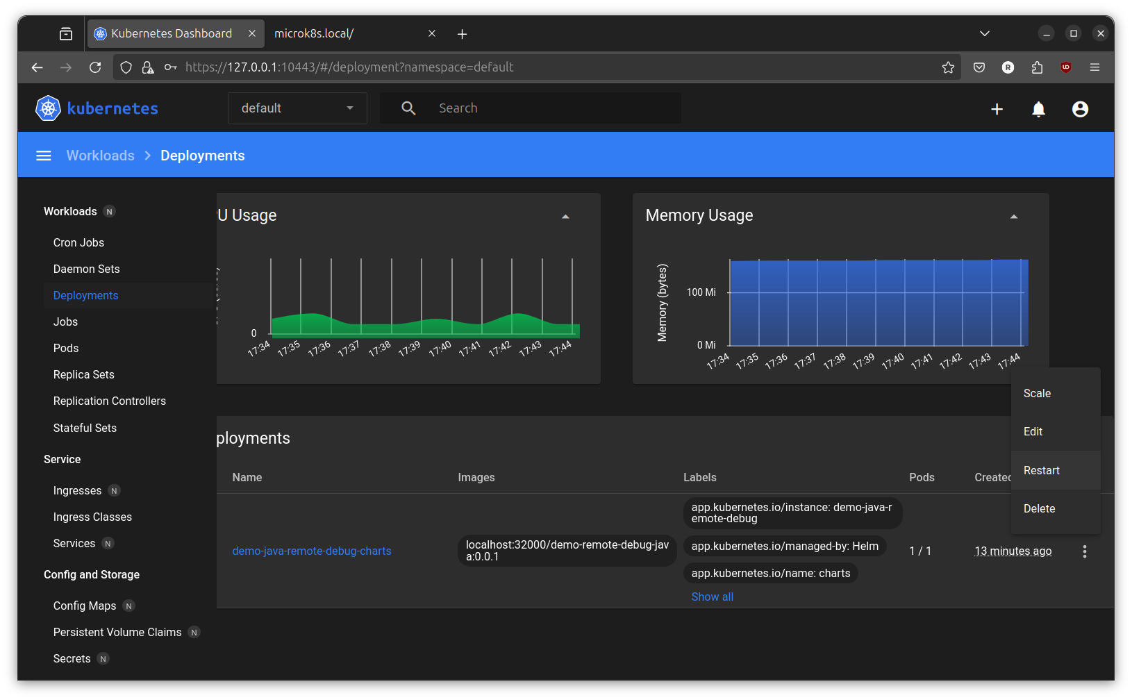 restart deployment java remote debug service